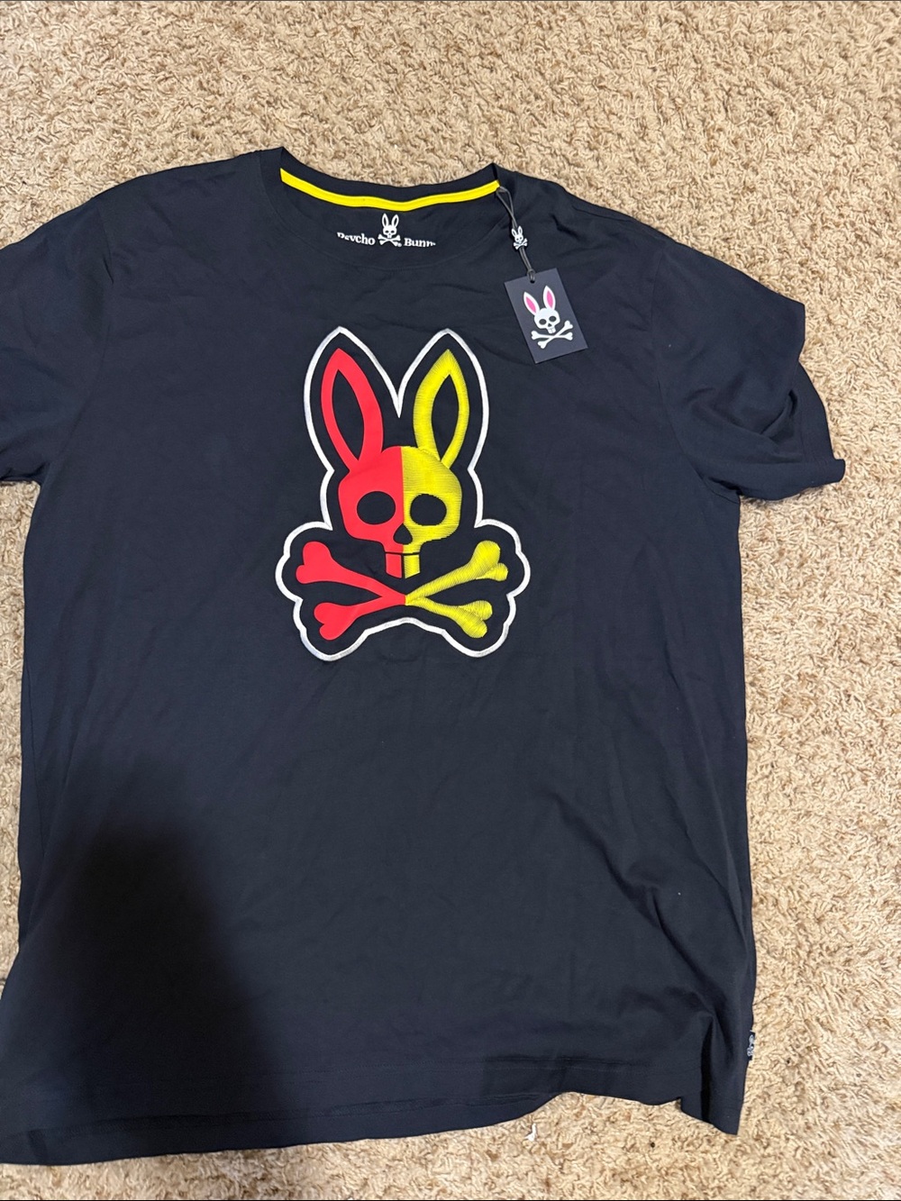 Psycho Bunny Kids Navy Tee with Red & Yellow Logo